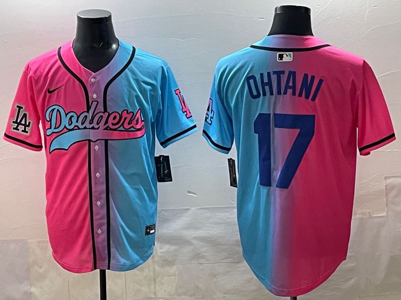 Men Los Angeles Dodgers 17 Ohtani Blue pink Game 2025 Nike MLB Jersey style 0018